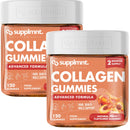 supplmnt. Marine Collagen Gummies Peach Flavour - Hydrolysed Collagen Peptides w/Biotin, Hyaluronic Acid & Vitamin C, Collagen Supplements for Women & Men - Gummies for Skin, Hair & Nails, Dual Pack