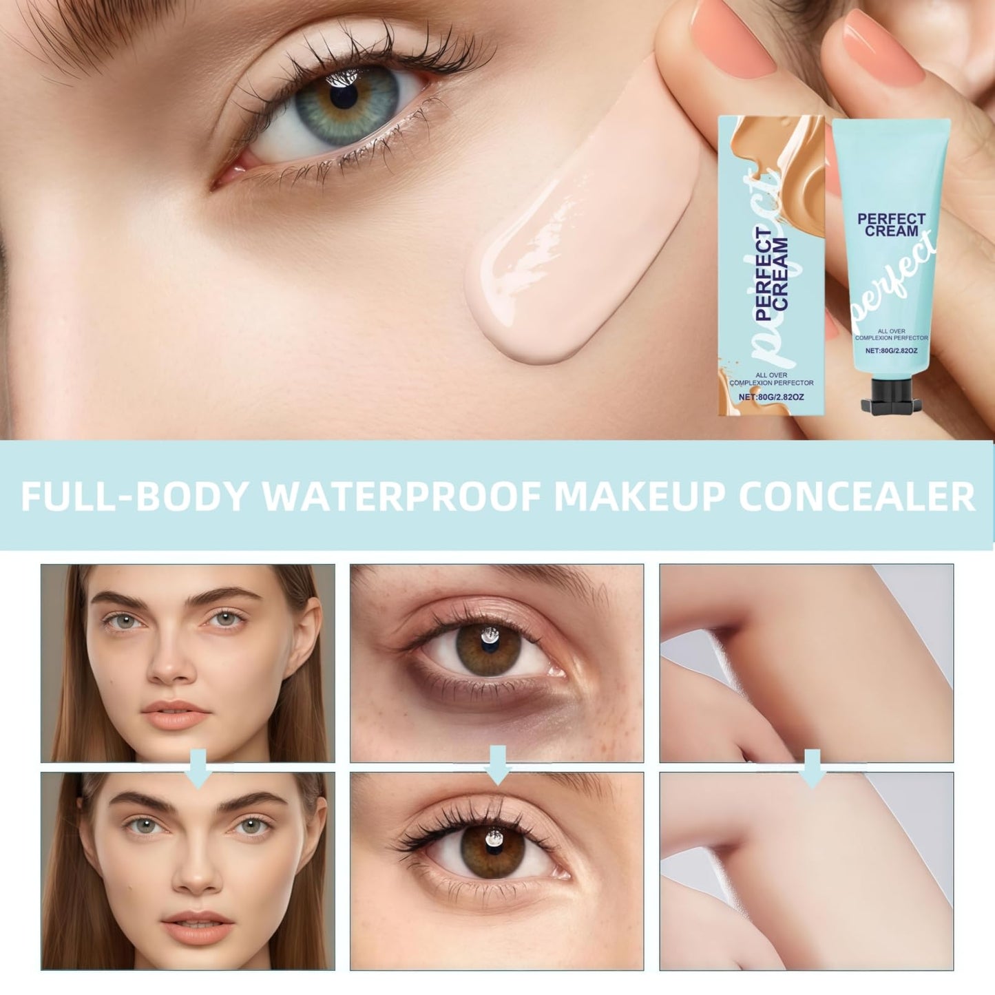 Concealing Foundation Perfecting Cream,Waterproof Long Lasting Even Skin Tone,All-Over Complexion Per/fector,Colour Corrector,Full Coverage Concealer,Corrector Makeup,Colour Correcting Cream