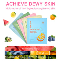 QUIYUM Quiyum Face Mask, Skincare Set of 25 with Vitamin C, Niacinamide, AHA, Hyaluronic Acid & Avocado for Radiance, Hydration & Pore Care, Pamper Care Package Gift for Women Teenage Girls Her