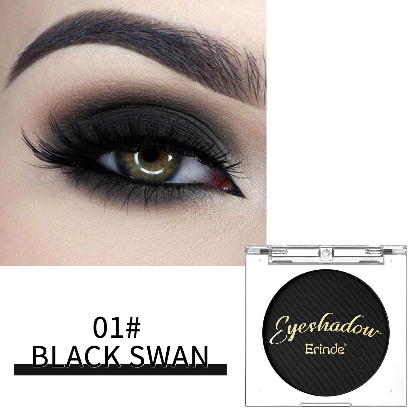Erinde Light Black Eyeshadow, Mini Matte Eye Shadow, Pressed Powder Eye Palette, Long-Lasting Makeup, Ultra-Blendable, Pigmented Color, Vegan Formula, #01