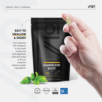 Organic Dandelion Root 1400mg - High Strength Taraxacum Officinale - Non-GMO, Gluten Free, Halal. ֿ120 Vegan Capsules