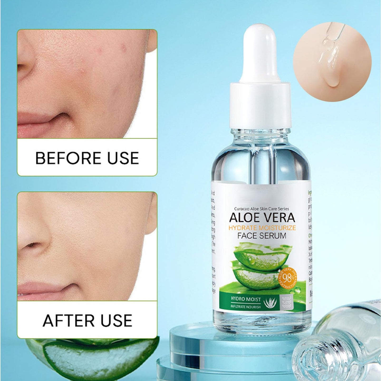 QUIWEN Skincare Gifts For Teenage Girls, Aloe Vera Skin Care Sets & Kits For Women Gifts, with Cleanser, Face Serum, Face Cream,Toner,Eye Cream,2PCS Mask for Hydrate Moisturize Skin(7Pcs)