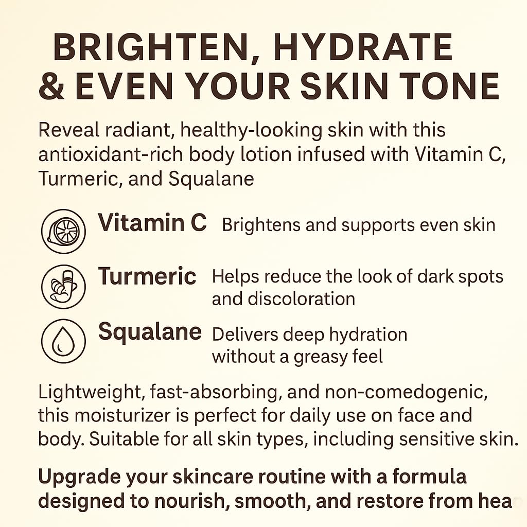 Prosperina Turmeric and Vitamin C Body Lotion | Firming, Brightening,Hydrating & Anti-Aging | Targets Uneven Skin Tone, Age Spots & Sun Damage – For Dry, Dull Skin | 300ml