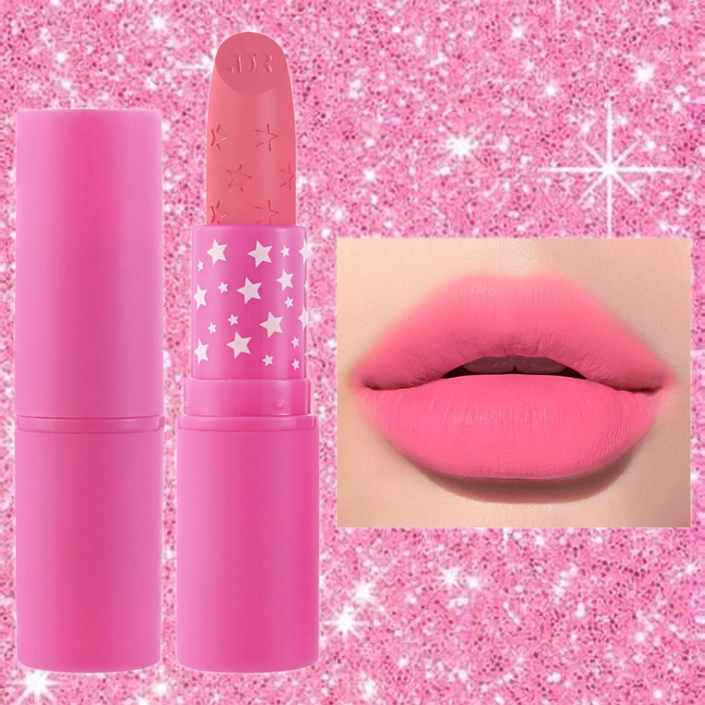 LYNTYAOU Bright Pink Matte Lip Stick, Hot Pink Lipstick for Women Long Lasting, Full-Coverage Moisturizing Smooth Lipsticks, Waterproof Non-Sticky Tinted Lip Balm Gift for Girls & Women