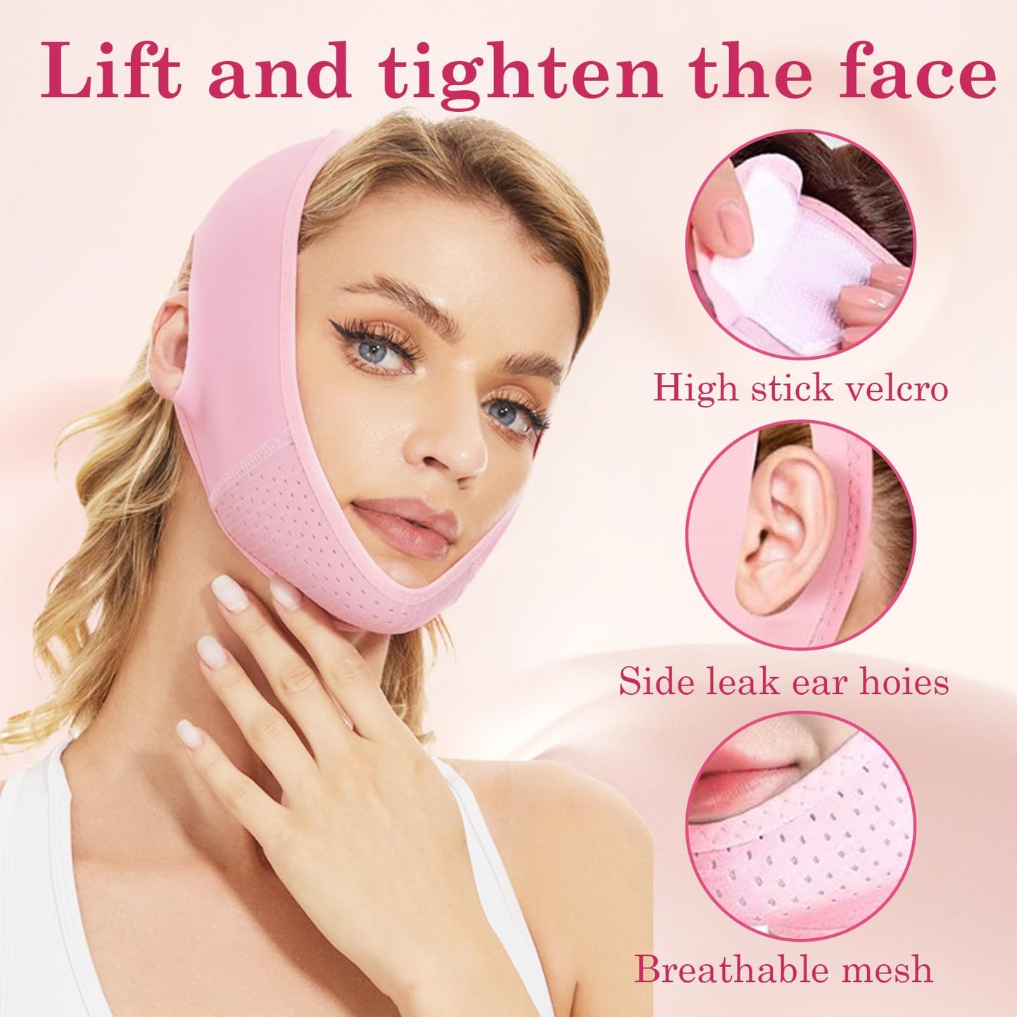 Bettinay double chin Lift Mask with 2 Gel Mask, Reusable V Line Face Lifting Chin Strap for Women Men