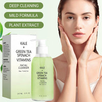 SingHao Kale + Green Tea Face Cleanser,Kale and Green Tea Spinach Vitamin Cleanser,Green Tea Foam Cleanser,Natural Face Wash for Deep Cleansing,Green Tea Age Prevention Cleanser,Gentle Facial Cleanser