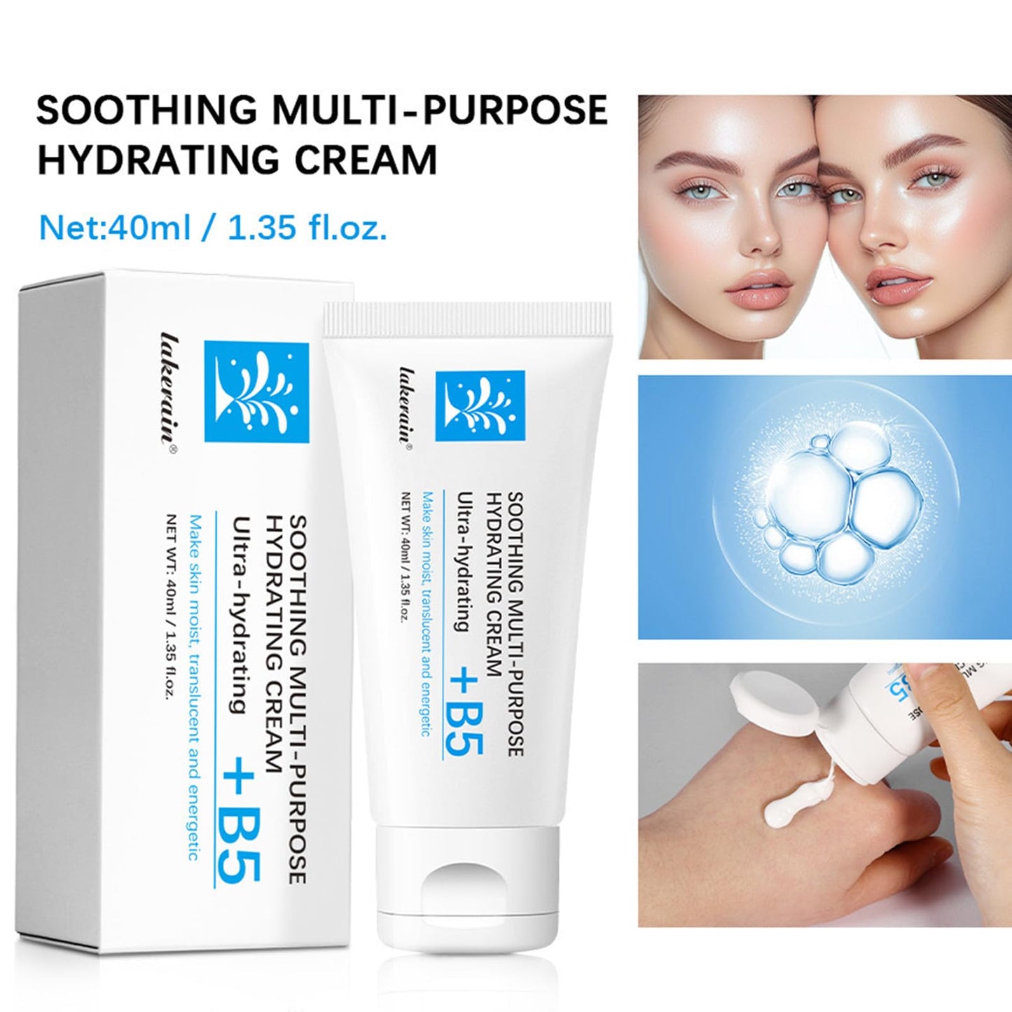 Tianyue 40ML Repair Face Cream,Vitamin B5 Face Moisturiser,Vitamin B5 Soothing Face Cream,Anti Redness Moisturiser Cream,Facial Cream for Men and Women,B5 Face Cream for Acne & Repair Damage Skin