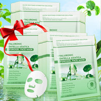 IREV Pack of 10 Centella Asiatica Calming Mask, Soothing Facial Masks with Aloe for Sensitive Skin, Daily Care Mositurizing Face Masks Skincare, Hyaluronic Acid Hydrating Sheet Face Mask Beauty Care