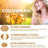 Premium - Cod Liver Oil Capsules - 1000mg x 60 - High Strength - Omega-3 Fatty Acids Vitamin A & D - EPA and DHA