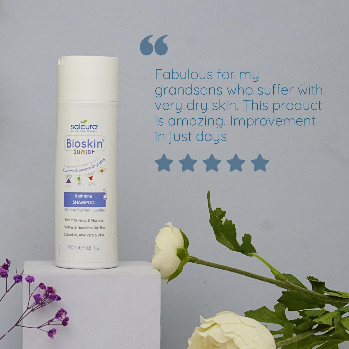 Salcura Natural Skin Therapy, Bioskin Junior Shampoo, Low-Foamy Kids Shampoo For Sensitive Skin, Soothes & Nourishes The Driest Scalp 200ml