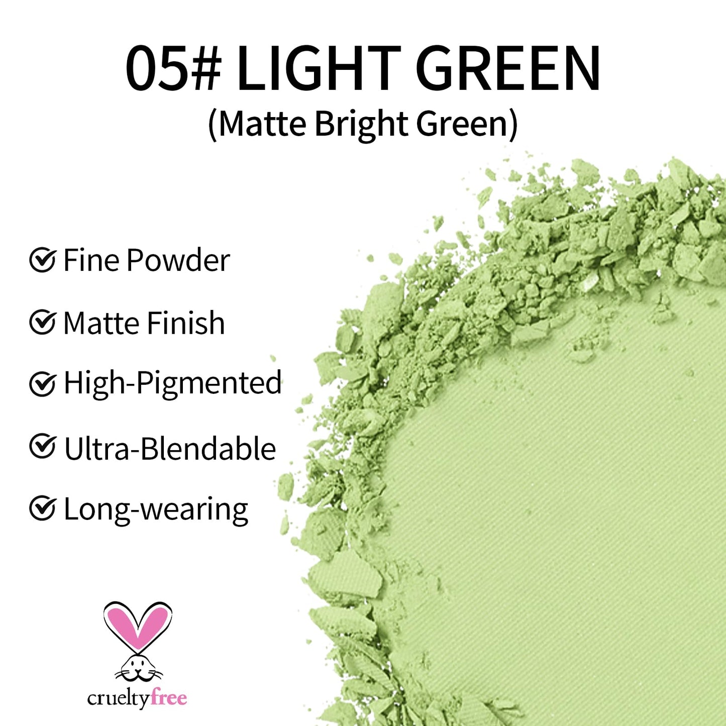 Erinde Light Green Eyeshadow, Mini Matte Eye Shadow, Pressed Powder Eye Palette, Long-Lasting Makeup, Ultra-Blendable, Pigmented Color, Vegan Formula, 05