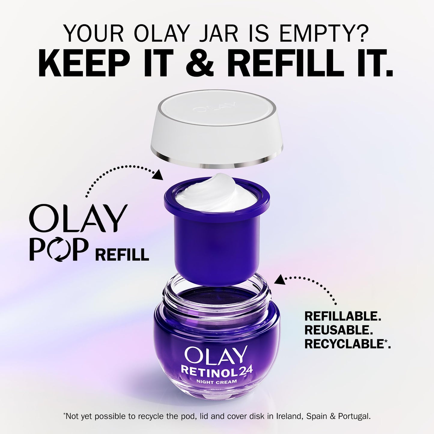 Olay Retinol 24 Night Cream Face Moisturiser REFILL, Skincare with Antioxidant Vitamin E. Overnight Anti Aging Skin Care: Smooths, Renews and Hydrates, 50ml