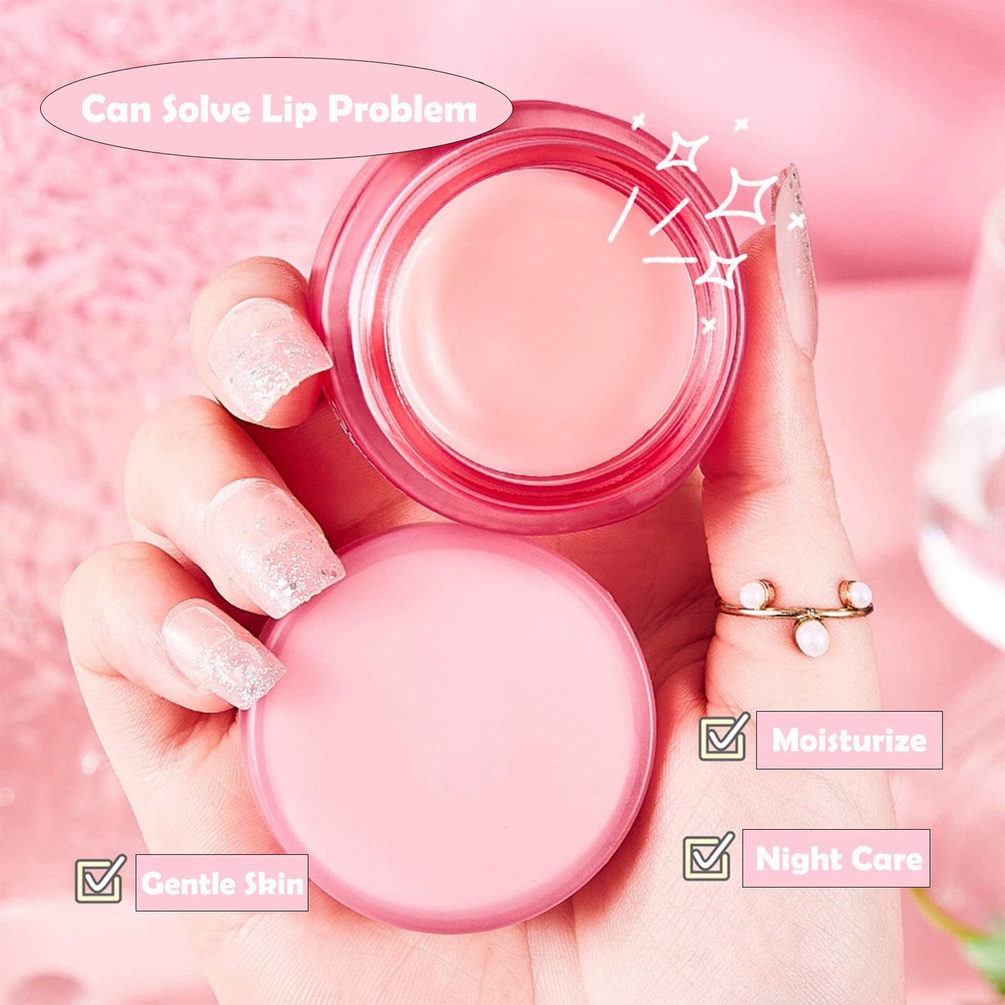 KAYZON Lip Sleeping Mask, Lip Sleep Mask Overnight Lip Skincare Lip Oils, Lip Moisturiser for Dry Chapped Peeling Cracked Lips Fades Lip Lines, Lip Balm for Moisture Lip Care (Strawberry 01)