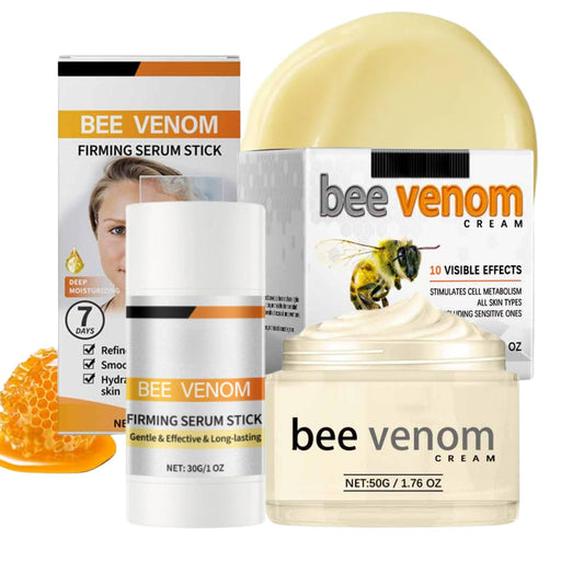 Cureluxe Bee Venom Firming Duo Set, Anti-Wrinkle Facial Essence Stick and Firming Cream Designed toImprove Skin Firmness, Restore Skin Elasticity, and Provide Hydration, Contains Vitamin E and Bee Venom