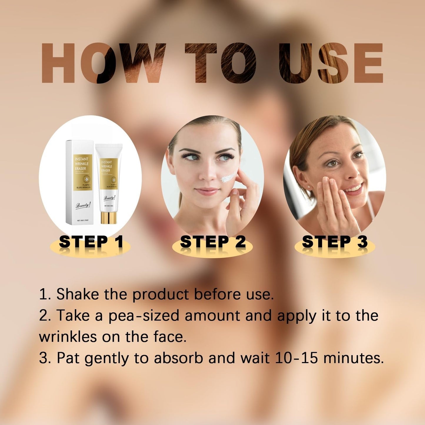 Skips the Line Instant Wrinkle Eraser Face Cream,Face Tightening Cream,Anti Ageing Face Cream,Firming Cream for Loose Skin,Deep Nourishing & Repairing,Wrinkle Filler,Moisturiser Face Women,Anti Aging
