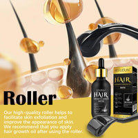 Hair Growth Serum with Biotin for Women, Beard & Hair Growth Oil for Loss Treatment, Hair Thinning, Natural Hair Growth Longer Fuller Healthier Hair, with 0.25mm Roller