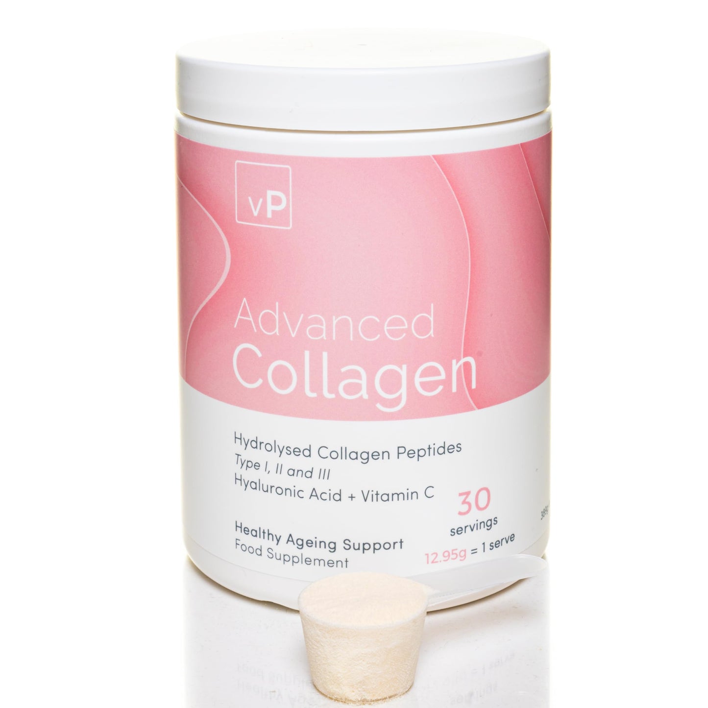 vP Vitality Pro Advanced Collagen with Hyaluronic Acid - 12.95g x 30 Servings - Type 1 2 3 - Vitality Pro Hydrolysed Collagen Peptides Supplement - 375 Grams