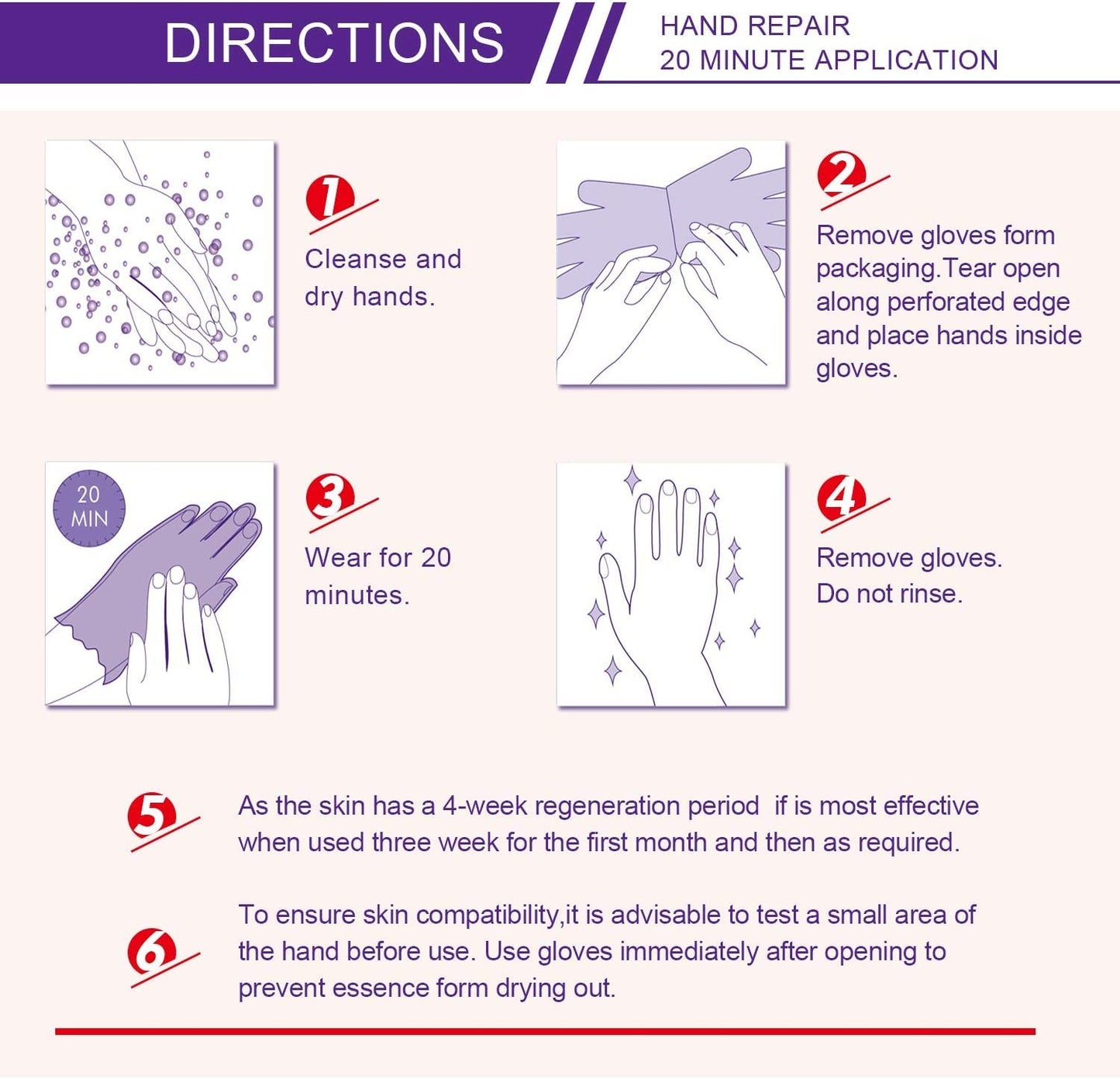 CCKULOOB Hand Mask, 4 Pairs Moisturizing Hand Mask Hand Skin Repair Renew Mask that Enriched with Collagen, Shea Butter, and Vitamin-E to Revive Dry, Rough and Cracked Skin (2 Lavender +2 Honey)