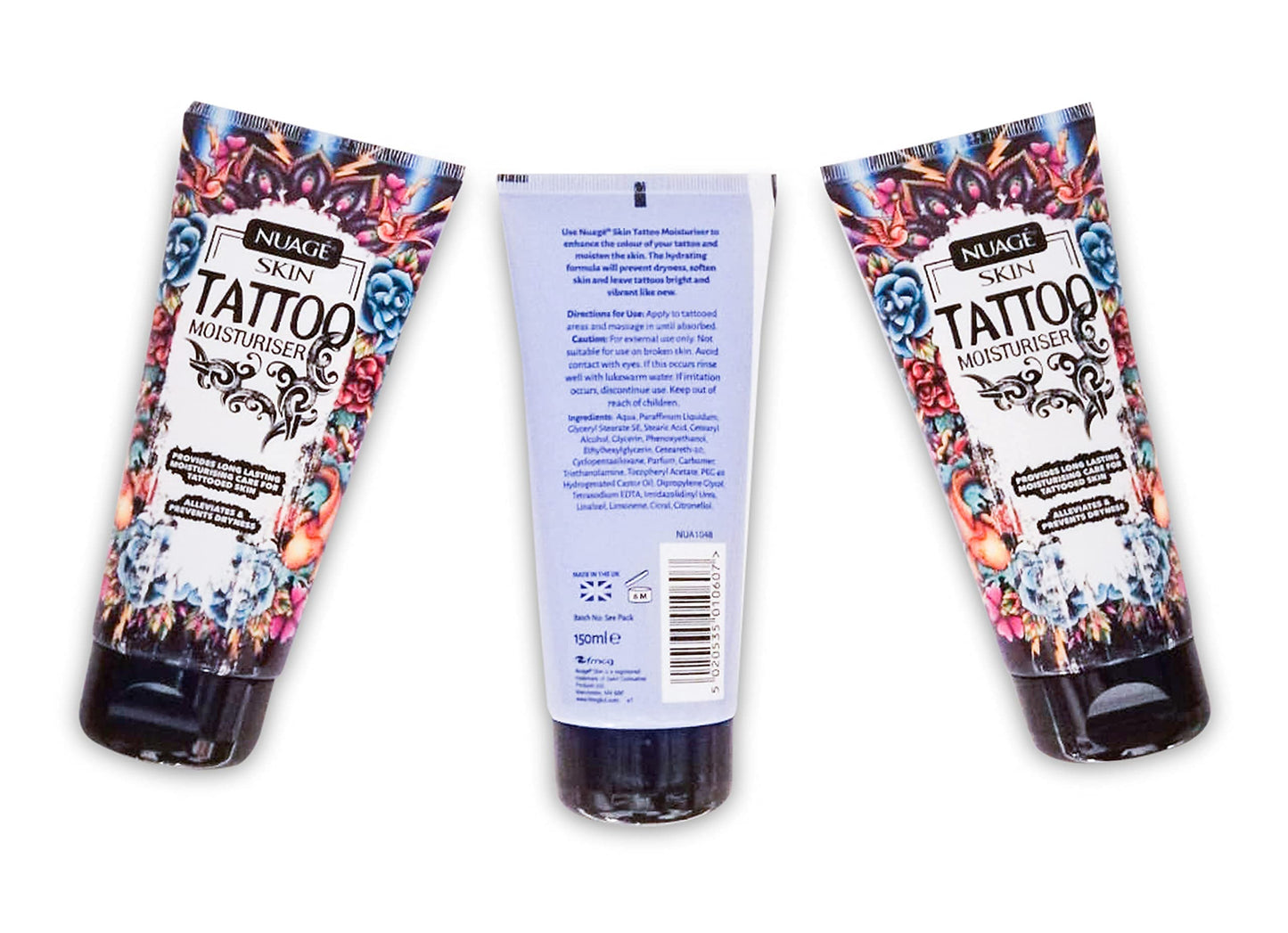 Nuage Skin Tattoo Moisturiser and Aftercare Lotion, Colour Enhancement Tattoo Cream, Pack of 3, 150 ml