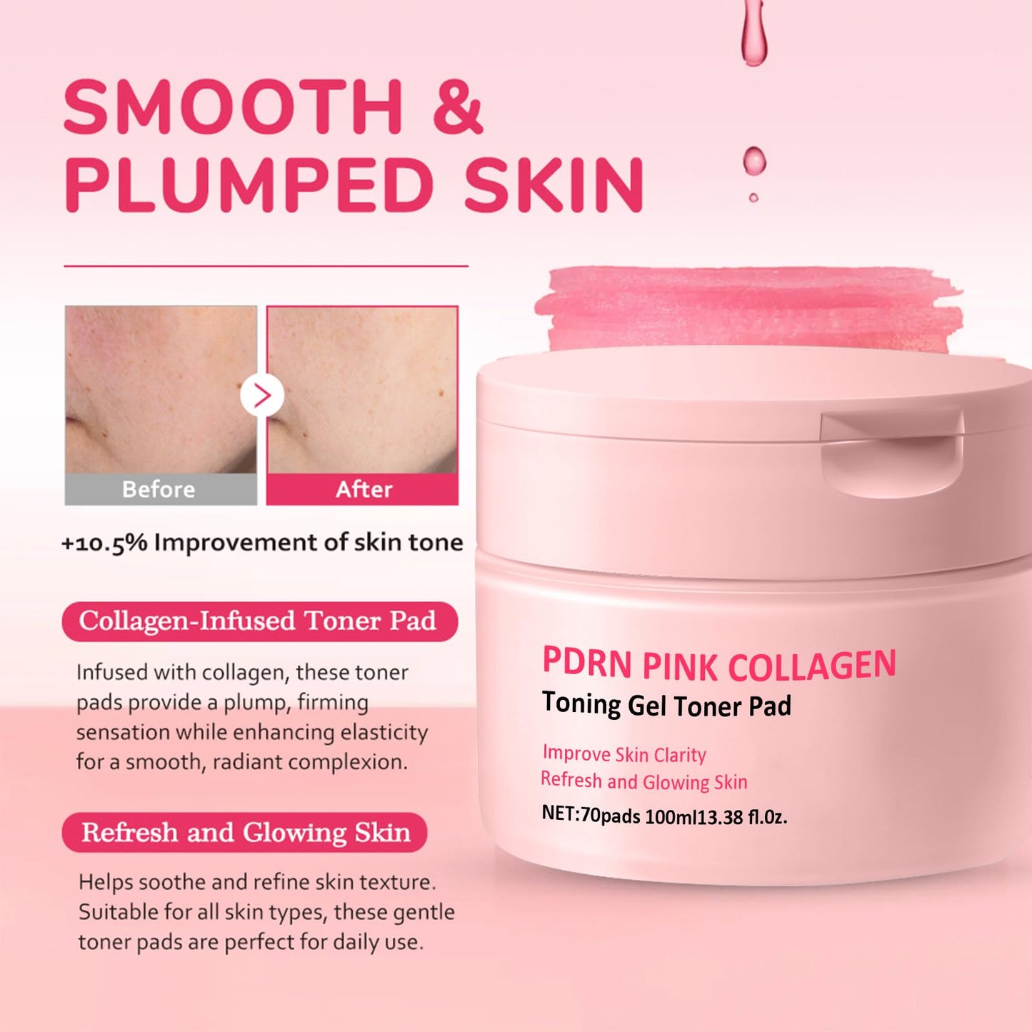 PDRN Pink Collagen Jelly Pad | Korean Gel Toner Pads