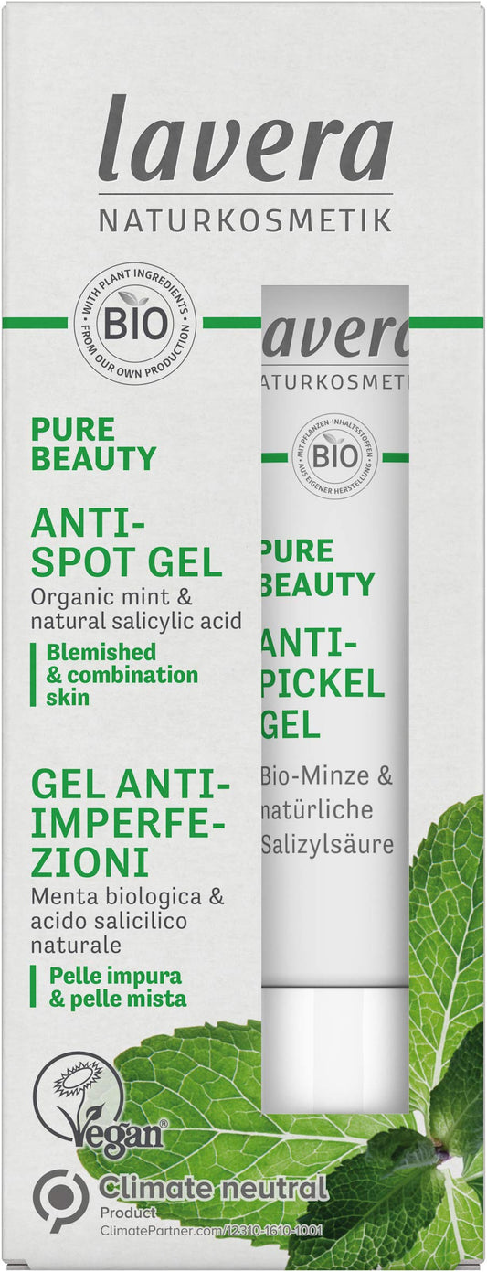 lavera PURE BEAUTY Anti-Spot Gel - organic mint and natural salicylic acid - vegan - Natural Cosmetics - dries out spots - 15ml