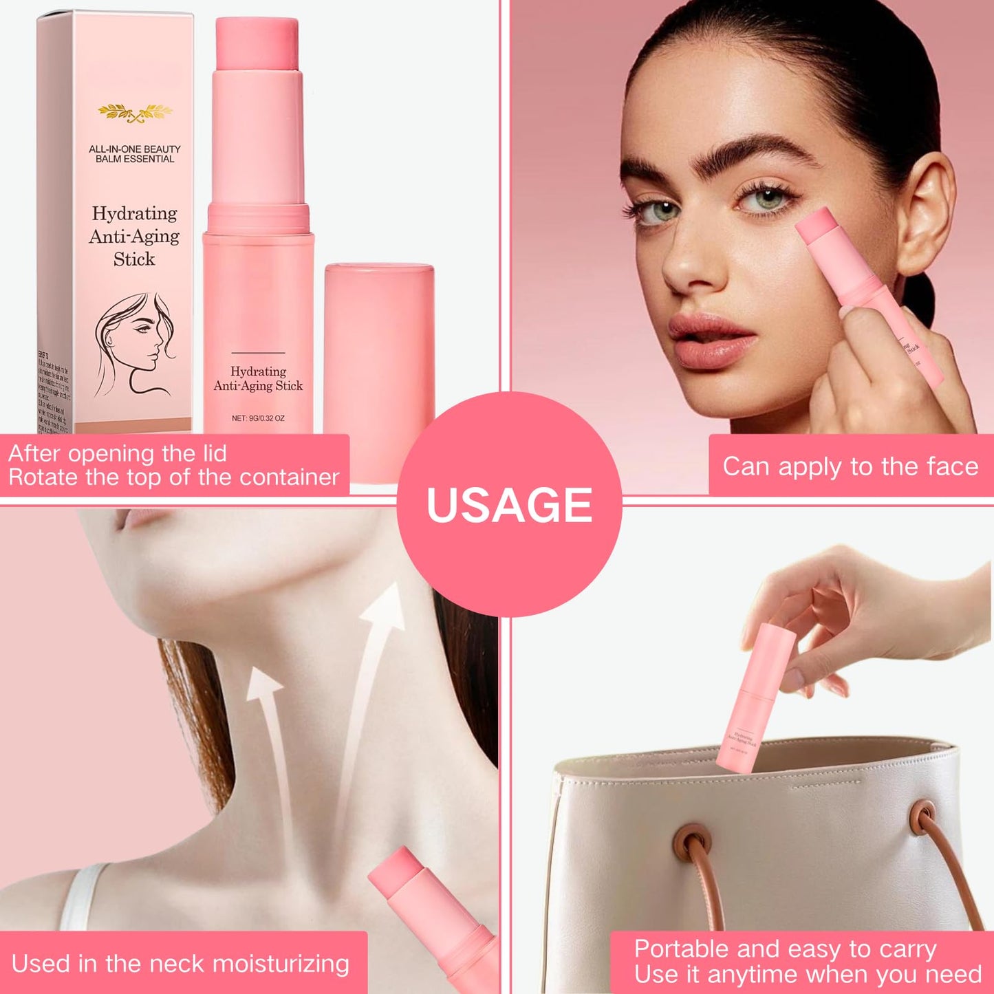 Trendyfave Hydrating Wrinkle Multi Balm Stick - Anti-Aging Multi Eye Balm Stick, Hydrating Lip Balm, Wrinkle Balm Multi Balm For Diminishing Face Lip & Eye Wrinkles - Moisture Stick For Daily Skin Care