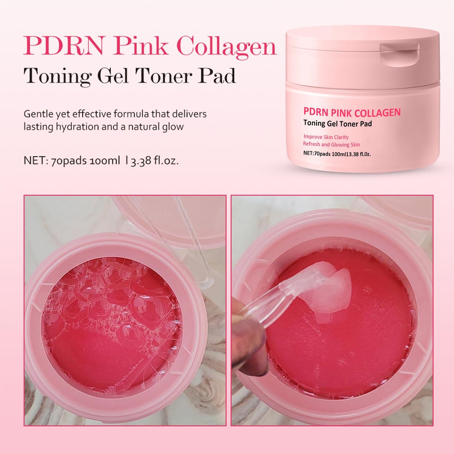 PDRN Pink Collagen Jelly Pad | Korean Gel Toner Pads