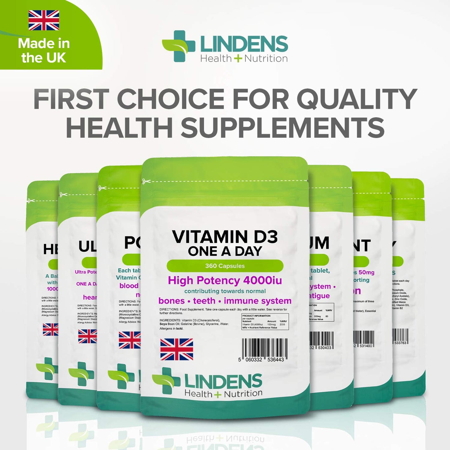 Lindens Vitamin D3 4000IU - 360 High Strength Capsules - Supports Healthy Immune System & Calcium Absorption - One-A-Day Capsule - 12 Month Supply - UK Manufacturer & Letterbox Friendly