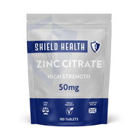 Shield Health Zinc 50mg High Strength - 180 Zinc Tablets (6 Month Supply) High Strength Zinc Supplements Contributes Towards Immune Function and Maintenance of Healthy Bones, Vision, Hair, Nails and Skin UK Made