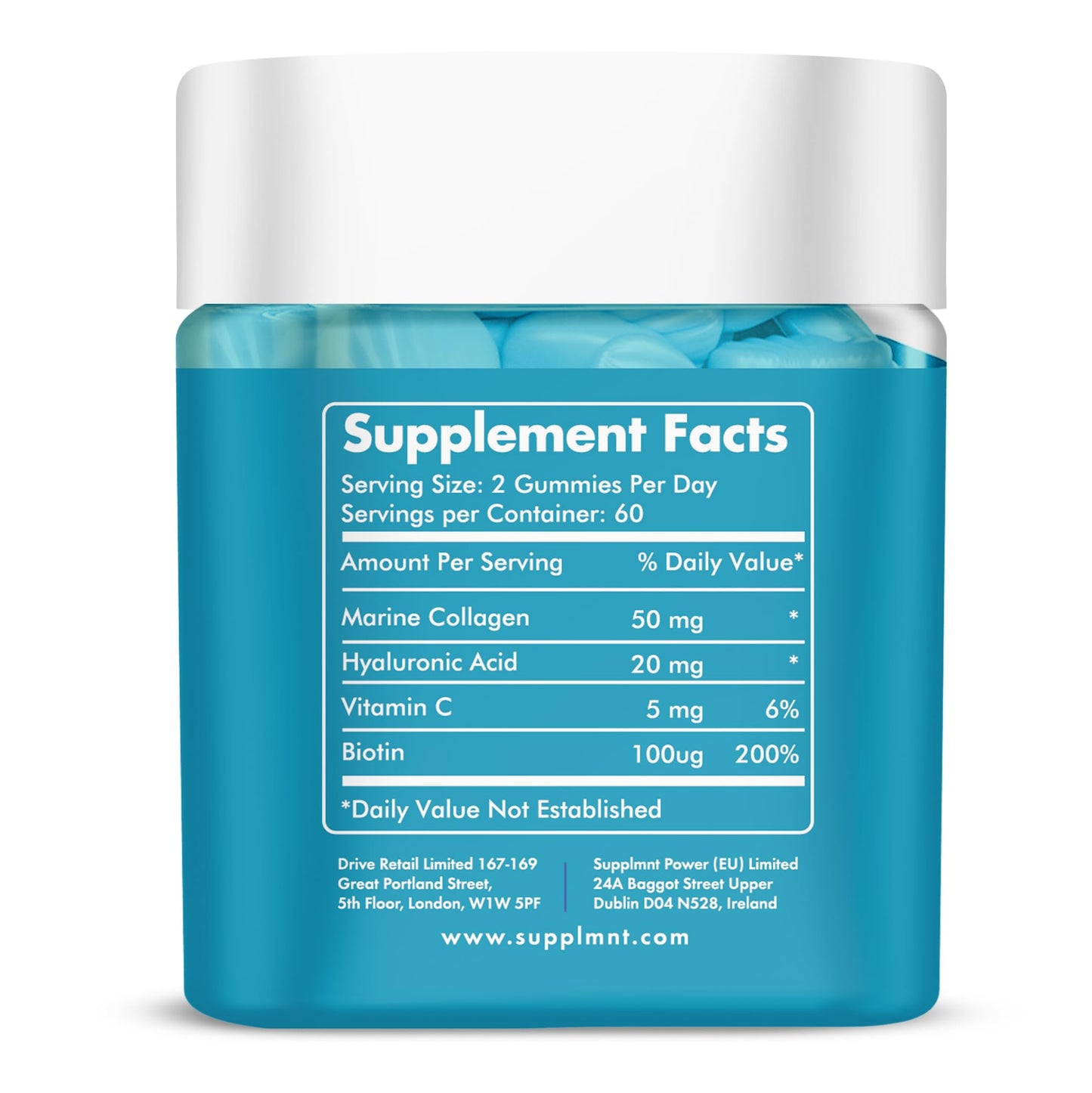 Marine Collagen Gummies - Hydrolysed Collagen Peptides with Biotin, Hyaluronic Acid & Vitamin C - Collagen Supplements for Women and Men - 120 Gummies. Collagen for Skin, Hair & Nails 2 Months Supply