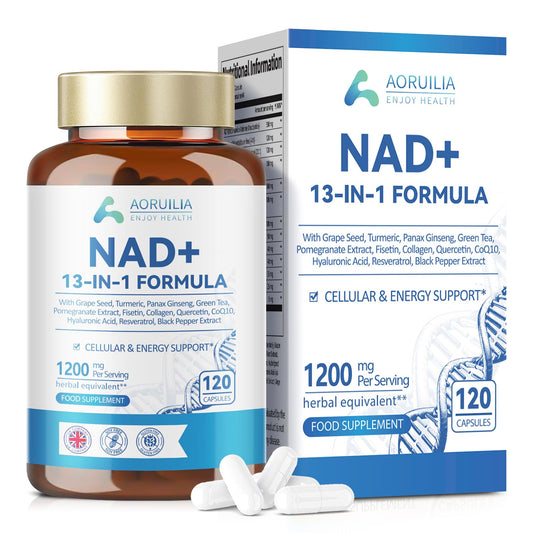 Aoruilia NAD Supplements 1200mg, 13 in 1 NAD+ Superior Antioxidant Blend with Max Absorption for Cellular Energy & Healthy Aging Support, 120 Capsules
