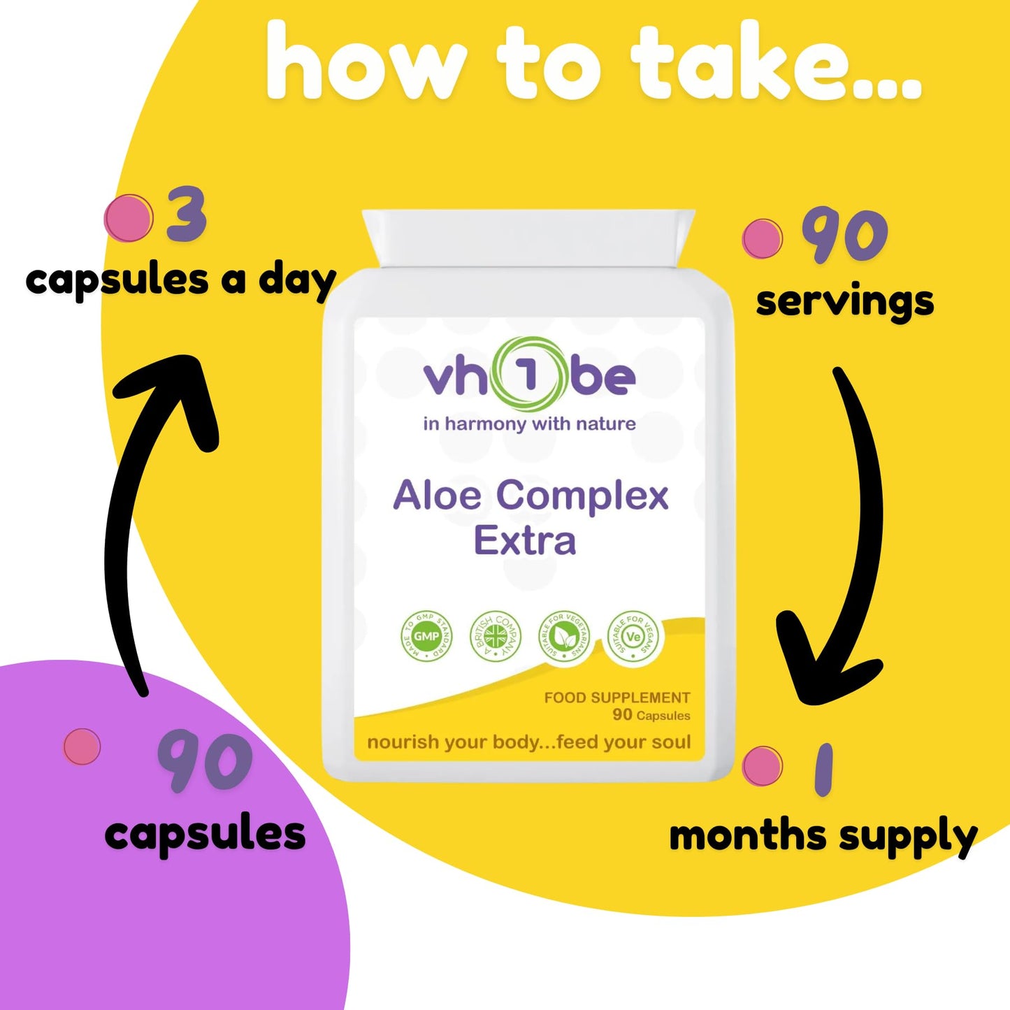 vh1be Aloe Complex, 60 Servings, 100% Pure and Natural, Non-GMO, Gluten-Free, Vegan, Vegetarian, 90 Capsules - 150ml Bottle
