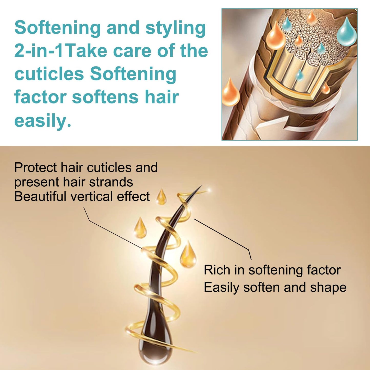 GNAUMORE Hair Protein Correcting Cream,Protein Correcting Hair Straightening Cream Treatment,Collagen Hair Straight Cream,Anti Frizz Moisturiser for Curly Straight Dry Damaged & Frizzy Hair,60ml