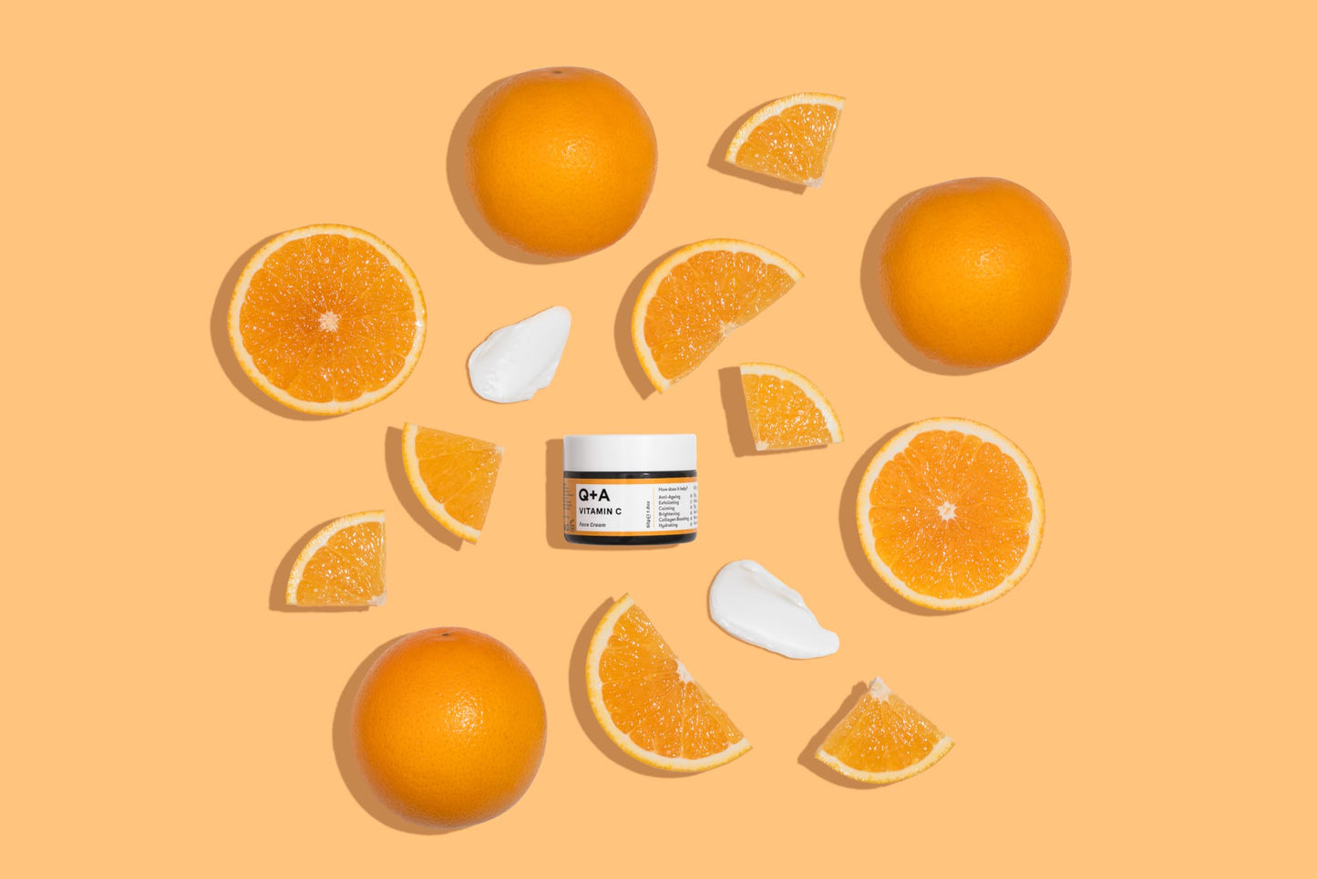 Q+A Vitamin C Radiance Cream - Hydrating, Anti-Ageing Face Cream with Collagen Boosting Vitamin C, Elasticity Enhancing Centella Asiatica & Antioxidant-Rich Tropical Fruit for Glowing Skin, 50g