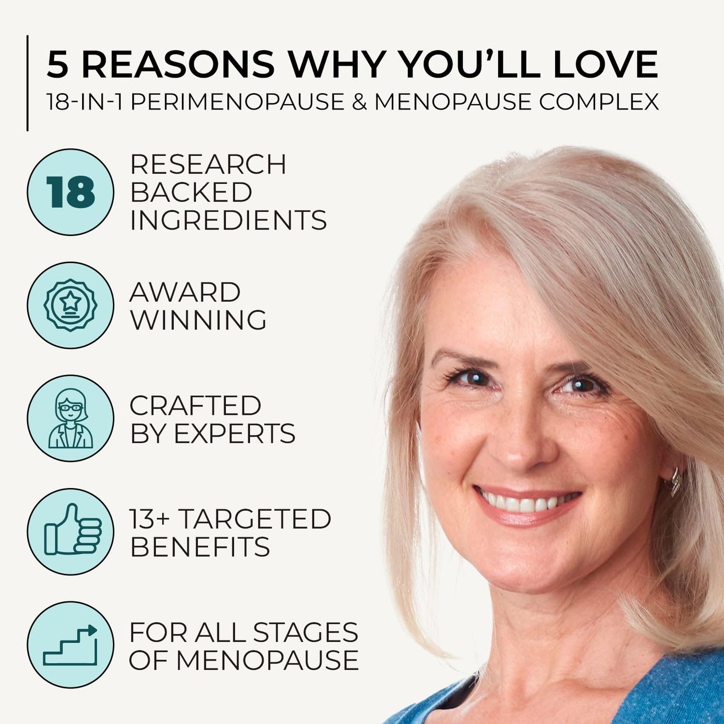 Inspiriko Perimenopause & Menopause Supplements - 18-in-1 Menopause Complex with Phytoestrogens, SOYA Isoflavones, Perimenopause Vitamins & Minerals for Hormone Balance for Women, 60 Vegan Capsules