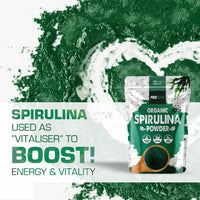 Organic Spirulina Powder 250g Natural Immune Booster | Premium Superfood Super Greens Spirulina Powder | Rich in Essential Vitamins & Minerals Vegans & Vegetarians by PROELITE