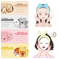 AurolaGlow Animal Printed Sheet Face Masks Set - 7Pcs Hydrating Masks for Women And Girls, Moisturizing, Skincare for All Skin Types - Fun Gift Set
