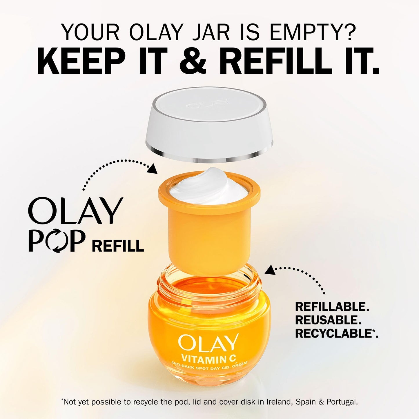 Olay Vitamin C Face Moisturiser Day Cream SPF 30 REFILL, Skincare with Niacinamide 99% Purity, Antioxidant Vitamin E. Brightening Skin Care: Anti-Dark Spot Action, Evens, Hydrates. Non-greasy, 50ml
