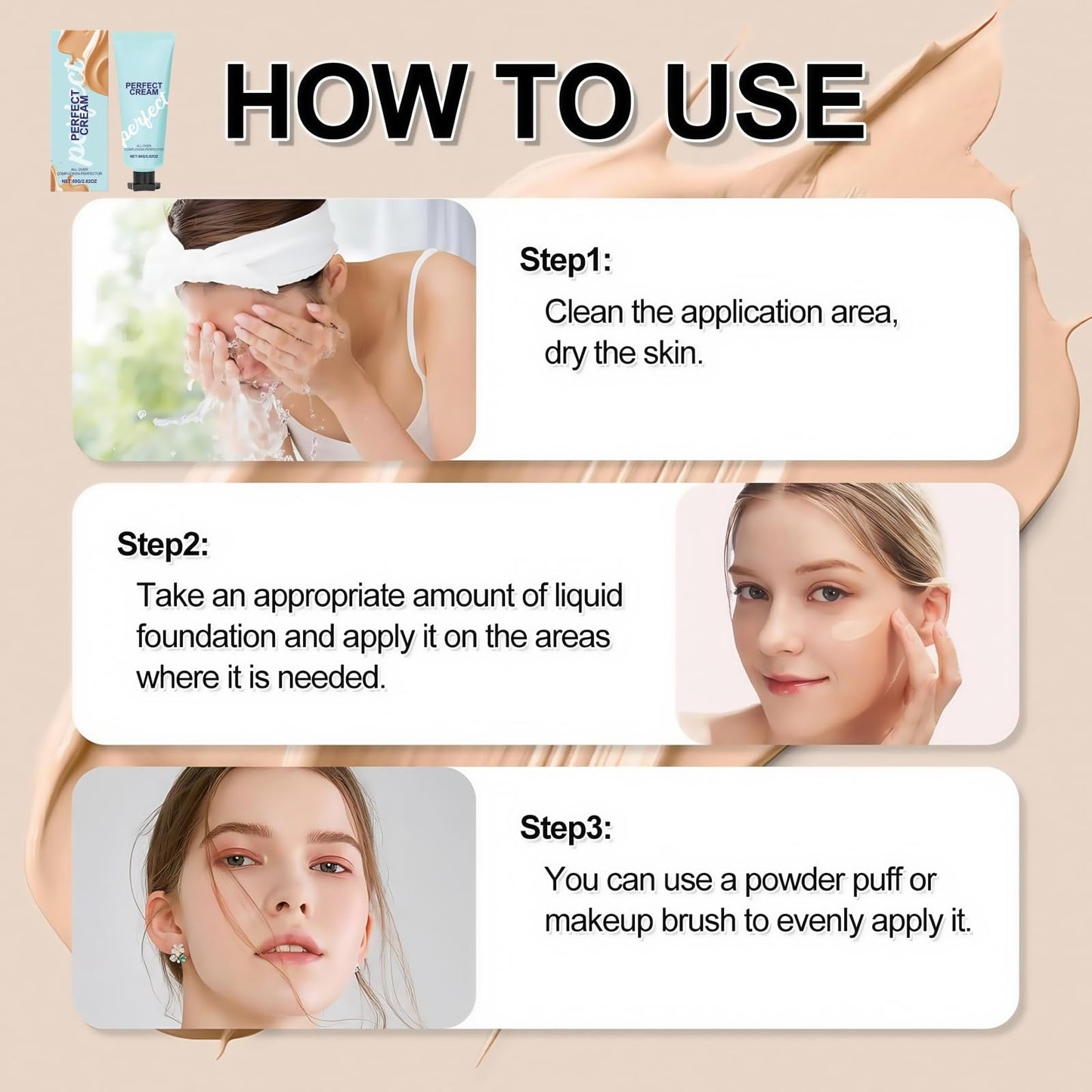 Concealing Foundation Perfecting Cream,Waterproof Long Lasting Even Skin Tone,All-Over Complexion Per/fector,Colour Corrector,Full Coverage Concealer,Corrector Makeup,Colour Correcting Cream