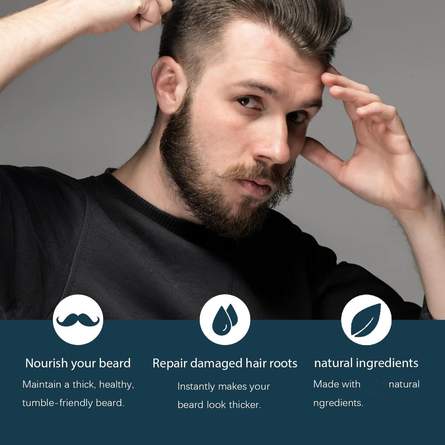 Jinjiar Beard Growth Kit,Beard Growth Oil with Roller for Promote Hair Regrowth,Natural Ingredients Beard Growth Serum,Beard Growth Serum for Men,Acial Hair Treatment,Beard Thickener for Men,Mens Beard Growth