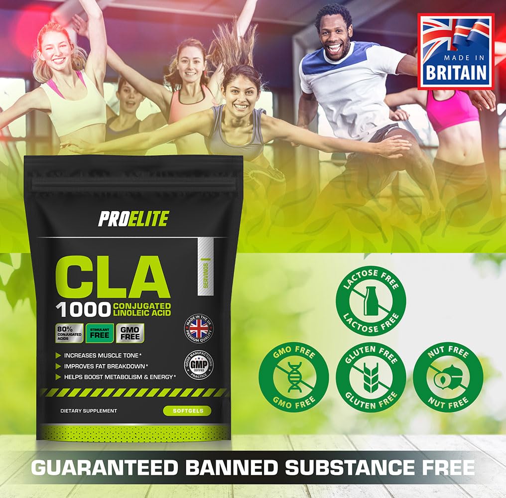 PROELITE CLA Supplement 60 Softgels - 1000mg per Capsule CLA with 80% Isomers - CLA Softgel Capsules Conjugated Linoleic Acid - Suitable Men, Women