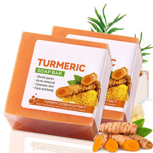Turmeric Soap-Turmeric Natural Soap Bar-Turmeric Hand Soap for Correct Acne Dark Spots,Tend Skin Moisturizing Deep Cleansing Erase Fine Lines Firming Face And Body (2 PACK)