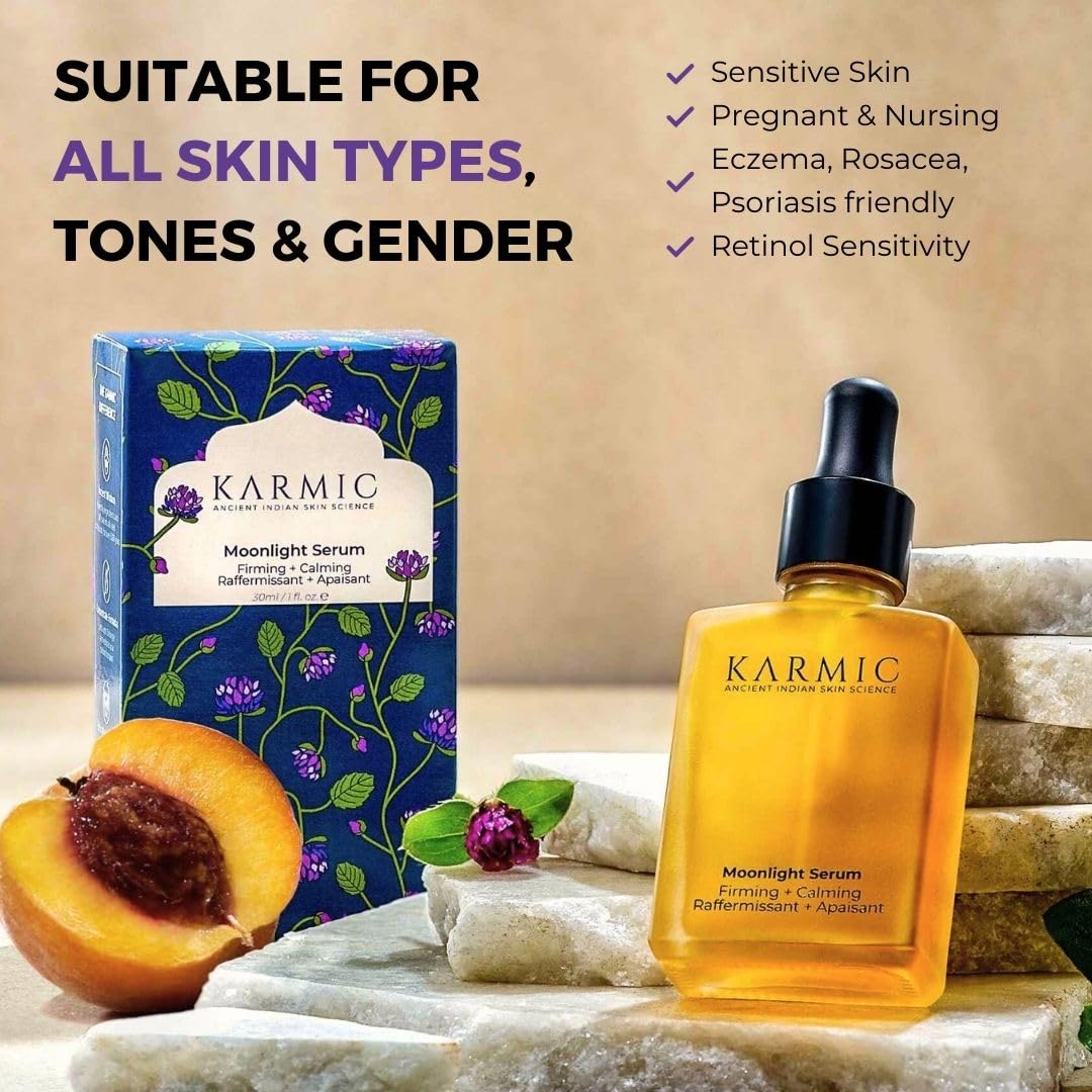 Karmic Skin Anti Ageing Face Serum: Bakuchiol + Vitamin C | Wrinkles, Dark Spots, Hyperpigmentation Night Treatment | Best Natural Retinol | Hydrating Collagen Boosting Facial Oil | Dark Spot Remover