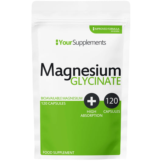 YourSupplements Magnesium Glycinate by Your Supplements | UK Made | True Unblended Bisglycinate | 120 High Absorption Capsules | Suitable for Vegetarians & Vegans