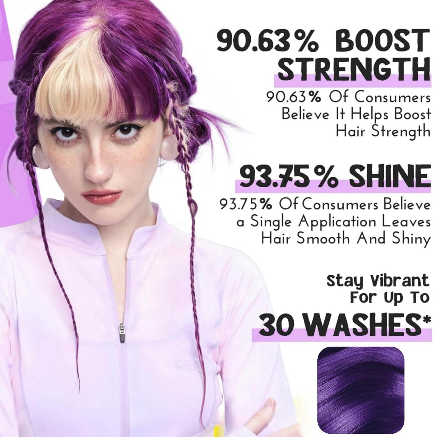 Ruojiar Instant Colour Shampoo,Hair Color Shampoo,Hair Dye Shamp/oo 3 in 1,Gentle Formula for Gray Ha/ir Coverage,Easy to Use,Plant-Based Instant Dye,Long-Lasting,Herbal Ingredients,Quick and Easy,Purple