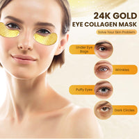 Mifeloy 20 Pairs 24K Gold Under Eye Patches, 20 Pcs Golden Cooling Hydrating Eye Masks, Anti Wrinkle Collagen Undereye Pads for Adults, Women Travel Skincare Face Gel, Reduce Dark Circles Puffiness Puffy Eyes