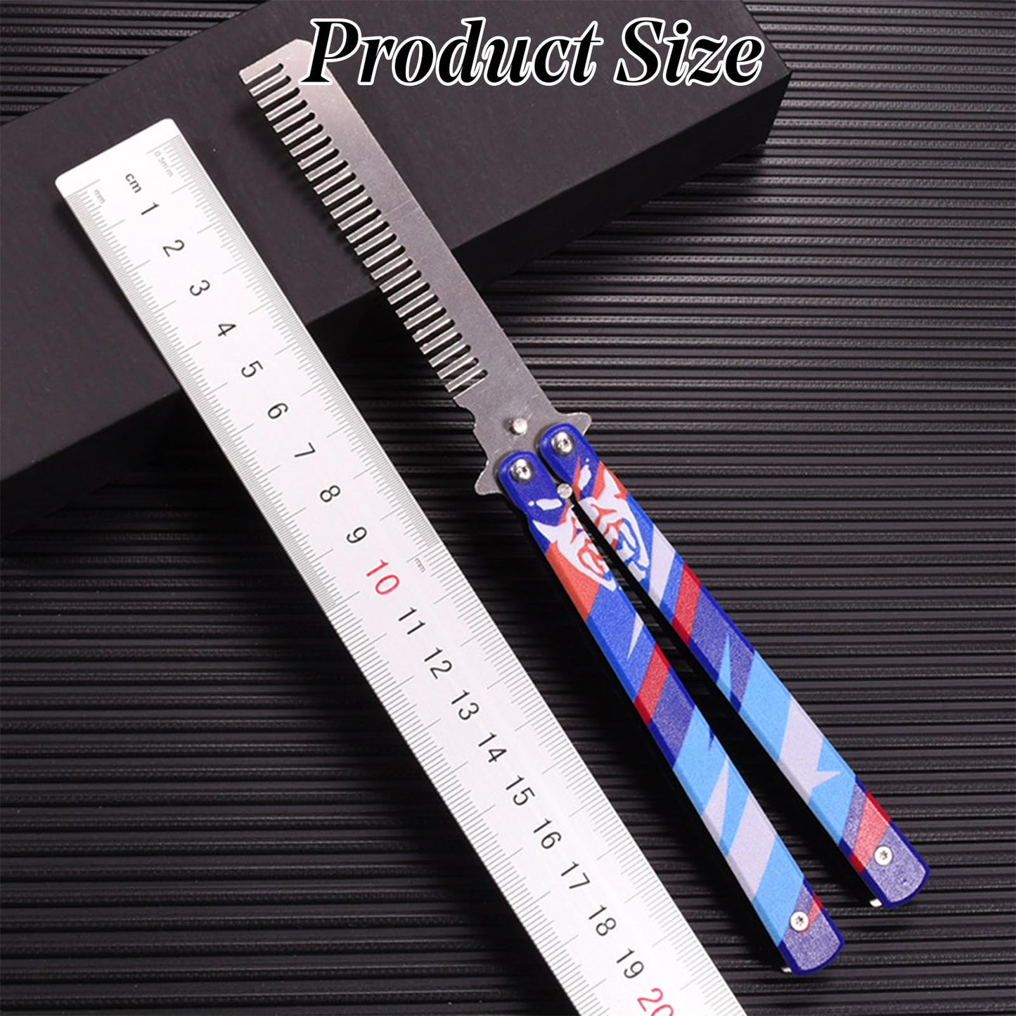 Butterfly Comb, Stainless Steel Folding Practice Combs, 3D Color Printing Tactical Butterfly-Open Pattern Trainer for Sport Outdoor Use (Blue)