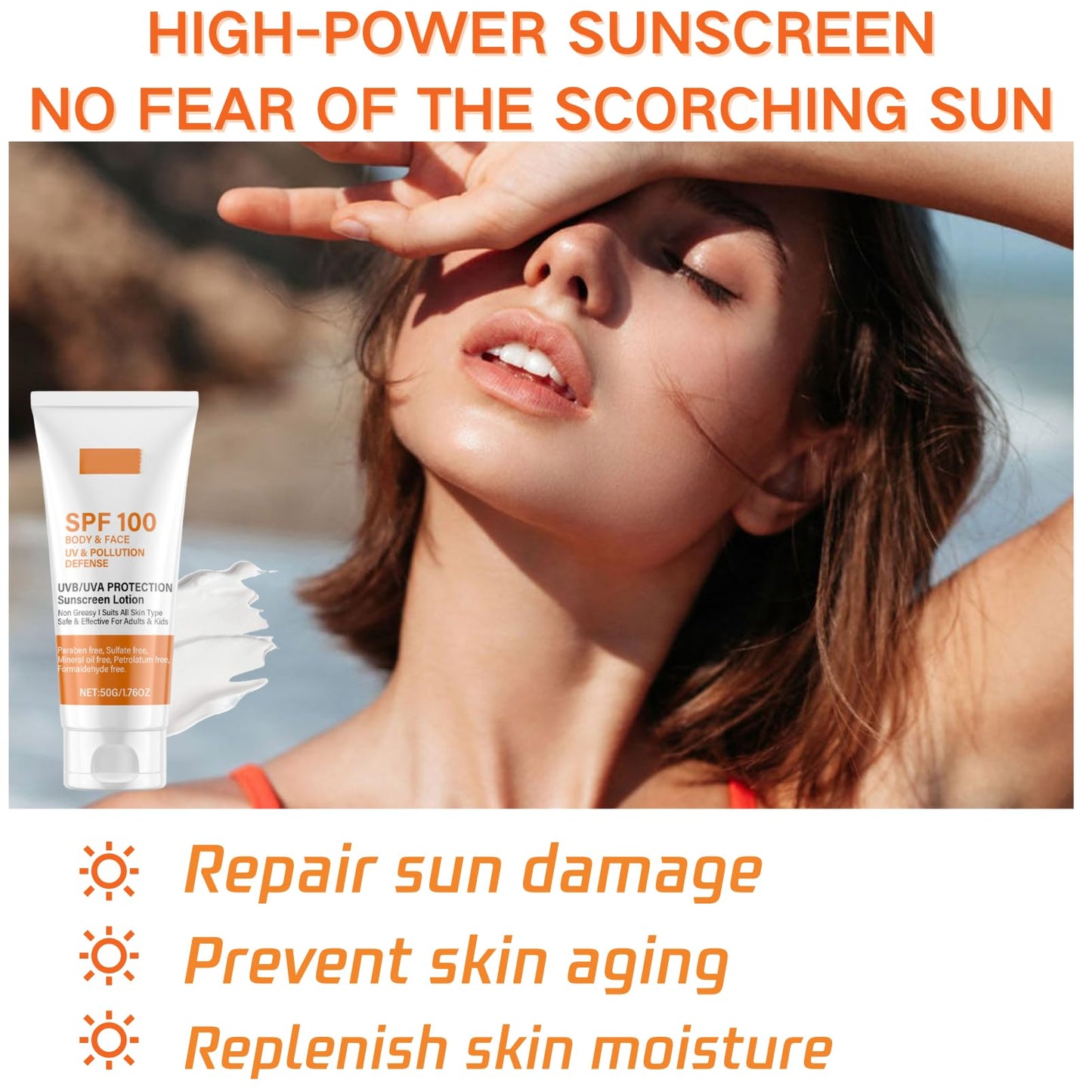 ISBEAUSOLS 2pcs Sunscreen Spf 100 - Face Sunscreen - Waterproof Spf 100 Moisturiser for Body Care - UVB/UVA Protection Sun Cream Spf 100- Factor 50 Face Cream anti Wrinkle Prevent Sunburn&Tanin