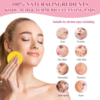 Nadiaen Kojic Acid and Turmeric Pads,80 Pieces Turmeric Kojic Acid Pads,Exfoliating Face Suitable for Improving Skin Texture,Reducing Shine and Clogged Pores