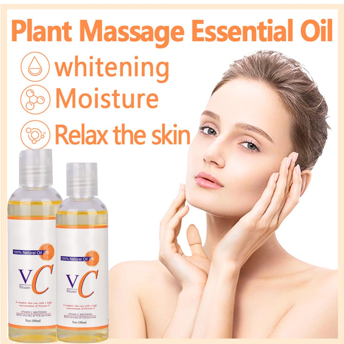 AurolaGlow Vitamin C Body Oil - Moisturizer for Face & Body, Massage Oil for Dry Skin, Anti-Wrinkle Formula, Easy Absorption - Natural Skin Care